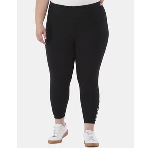 Terra & Sky - Black Capri Leggings with Ladder Side Detail
